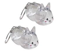 Uqezagpa Funny Rabbits Shape Hair Storage Keepsakes Box Keychain Clear Pet Furs Collector Pendant Decors Pet Lover Gift Animal Lover Home Decoration Keyring