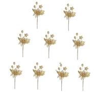 Uqezagpa Gold Christmas Tree Berries Stem Festival Bead Stick Decorations Sparkling Glittered Picks for Holiday