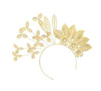 Uqezagpa Gold Flower Leaf Headband for Formal Event Ethnic Malaysia Wedding Bride Headband Evening Dress Hair Styling