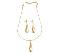 Uqezagpa Gold Plated Teardrop Jewelry Set With Adjustable Necklace And Comfortable Earrings Handmade Accessories Her Party Jewelry Set