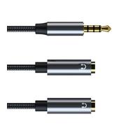 Uqezagpa Gold Plates Connection Gaming Sound Adapter 3.5mm Female to Double Male Headphone Microphones Splitter Cable for PC