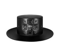 Uqezagpa Halloween Magicians Top Hat Skull Badges Halloween Decorative Witches Hat Hot Girl Role Play Hats Victorians Period Victorians Hats For Women For Male Top