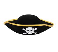 Uqezagpa Halloween Tricorn Hat Delicate Black Tricorn Hats Buccaneer Costume Hat Adults Cosplay Costume Pirate Hats Pirate