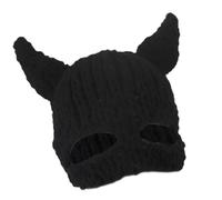 Uqezagpa Handcrochet Facecover Hat For Adult Novelty Devil Horn Halloween Hat Men’s Hooded Unisex Outdoor Sport Headgear Bat