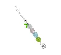 Uqezagpa Handmade Beaded Phone Chain Four Leaf Clovers Cellphone Charm Colorful Keyring Pendant Cellphone Charm Accessory Crystal Mobile