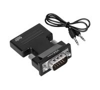 Uqezagpa HDTV To VGA Adapter VGA Male To HDTV Female Converters Dongle For Computer Desktop Laptop PC Monitors Projectors With Sound