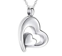 Uqezagpa Heart Shaped Pendant Necklace For Ashes Storage Heart Necklace For Women Girl Valentines Christmas Pendant Silver Ashes Women