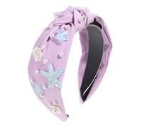 Uqezagpa Holiday Sea Beach Shell Faux Pearls Knot Hairband Wide Headbands Girls Hairpiece Fashion Hair Accessories