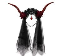 Uqezagpa Horn Witch Party Rose Hair Hoop Halloween Rose Role Play Costume Proms Party Live Show