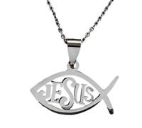 Uqezagpa Ichthys Necklace Fish Pendant Necklace With Stainless Steel Chain Trendy Suitable For Women 50cm Trendy Unisex