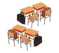 Uqezagpa Interactive Tiny School Scene Set 1: 12 Scale Dollhouses Accessories with Desk Chairs Backpacks Dollhouses Desk and Chair