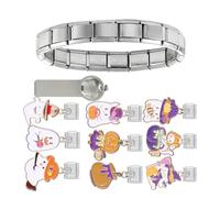 Uqezagpa Italian Charm Link Beads Jewelry Finding Jewelry Accessories Stainless Steel Texture Italian Bracelet for Bracelet