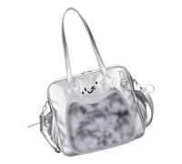 Uqezagpa Japanese Itabag PU Leather Shoulder Bag Large Capacity Crossbody Bag for Anime Badges Pin Display Zippered Handbag PU Leather Itabag Handbag
