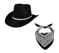 Uqezagpa Jeweled Hats Crystal Panama Hat Bandana Surprise Girl Boys Bride Hat For Carnivals Music Festival Stylish Cowboy Hats