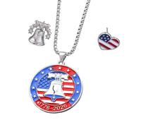 Uqezagpa Liberalization Bells Inspired 250th Anniversary Necklace Trendy Alloy Pendant for History Lovers Independence Toll Pendant