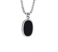 Uqezagpa Lightweight Stainless Steel Necklace With Natural Stone Pendant Metal Collarbone Chain Stylish Daily Wear Jewelry Handmade Oval Shell Necklace