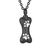 Uqezagpa Lovely Paw Printings Jewelry Urn Container Ashes Necklaces Paw Printings Bone Locket Carry Along Bone Shaped Pet Ashes Jewelry