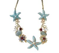 Uqezagpa Lovely Sea Necklace Elegant Starfishes Shell Pearls Delicate Jewelry For Women Beach Adventures Seashells