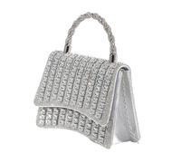 Uqezagpa Luxurious Dinner Clutches Bag With Sparkling Rhinestones Accent For Women's Wedding Handbag Purse With Metal Chain Strap Formal Event Handbag