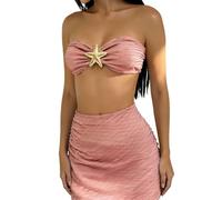 Uqezagpa Maintenance Women Swimsuit Three Piece Set Including Sheer Cover Breathable Polyester Texture for Amusement Tasks Adjustable Swimwear