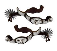 Uqezagpa Metal Horse Spur Hand Carved Decoration Roping Rustproof Boot for Equestrians Competition Boot
