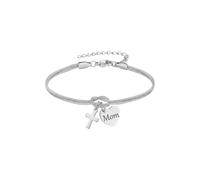 Uqezagpa Mom Themed Heart Crucifix Charm with Adjustable Chain Stainless Steel Jewelry Accessory for Daily Wear Stylish Snake Chain