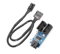 Uqezagpa Motherboards USB2.0 9Pin Header 1 to 2 Extension HUBs Splitter Adapter Converters USB2.0 Female to 2 Female