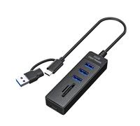 Uqezagpa Multifunction Hubs 1x USB3.0 2x USB2.0 Port SDTF Two Card Reader Adapters For Electronics Multiple Device Compatible USB Splitter