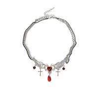 Uqezagpa Multifunctional Heart Pendant Necklace Alloy Texture Adjustable Chain Necklace Suitable for Work or Social Gatherings Alloy Jewelry for Women