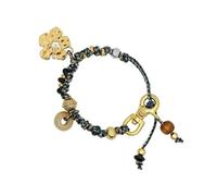 Uqezagpa Multifunctional Hibiscus Charm Keychain Handwoven Jewelry Gift Holiday Present Wrist Bangle Flower