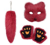 Uqezagpa Multipurpose Lovely Animal Theme Party Wear With Foxes Stylish Tail And Gloves Set For Halloween Dress Up Animal Face Cover