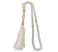 Uqezagpa Muslims Prayer Beads Imitation Pearls 99-Beads Rosary Religious Jewelry Imitation Pearls Tassels Meditat