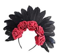 Uqezagpa Mystical Black Feathered Headpiece With Floral Detail Hair Decoration Great For Halloween Celebrations And Performances Halloween Headband