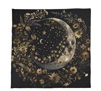 Uqezagpa Mystical Velvets Tarot Cloth for Divination & Spiritual Practice, Soft Portable Mat with Occult Symbols, Easy Washable Pattern Tarots Portables Divination Velvets Reading Mat