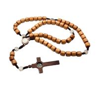 Uqezagpa Natural Wood Rosary With Crosses For Faithfuls Unisex Religious Prayer Gift With Crosses Meditations Handmade Pendant