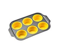 Uqezagpa Nonstick Silicone Muffins Tray 12 Or 6 Cup Foldable Design Cake for Easily Cake and Bread Making at Homes Muffin Molds