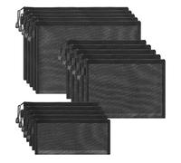 Uqezagpa Pack of 15 Nylon Meshes Cosmetic Zippers Bags Portable Makeup Organizers Pouches for Travel and Daily Use in