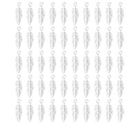 Uqezagpa Pack Of 50 Feathered Charm Pendant for Craft Project Decoration for Jewelry and Clothing Hanging