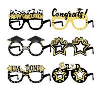 Uqezagpa Pack Of 6 Graduation Glasses 2025 Glittering Eyeglasses for Photo Booth Props and Party
