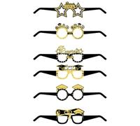 Uqezagpa Pack Of 6 Graduation Glasses 2025 Glittering Eyeglasses for Photo Booth Props and Party