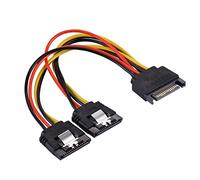 Uqezagpa PC Server Computer Hard Drive 15Pin 1 Male to 2 Female Splitter Power Cable Extension Cord 18AWG Power Splitter Cable