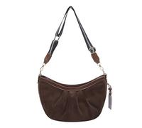 Uqezagpa Portable Half Moon Crossbody Bag For Women Retro PU Leather Shoulder Purse With Adjustable Strap Fall Fashion Purses Trendy Women's Bag