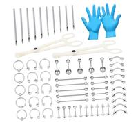 Uqezagpa Premium 64Pcs Stainless Steel Piercing Collection with Tools for Multiple Body Areas Jewelry Professional Piercing Tools