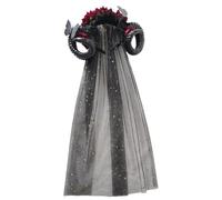 Uqezagpa Punk Evil Horned Hairhoop With Veil For Cosplay Party Halloween Costume Hairband Day Of The Death Rose Flower Headband Costume Accessory