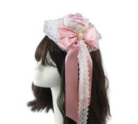 Uqezagpa Punk Rose Flower Lace Hat With Hair Clip Anime Headwear For Women Music Festival And Everyday Hairstyles Halloween Props Anime Lace Hat
