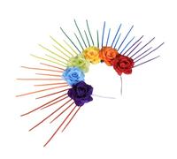 Uqezagpa Rainbow Flower Headband Adornment Handmade Flower Headband Stylish Hair Accessory for Daily Wear