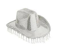 Uqezagpa Reflective Panama Hat Reflective Star Panama Hat Surprise Girl Boys Bride For Carnivals Music Festival Mirrored Cowboy Hats Cowgirl Disco