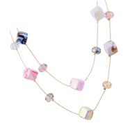 Uqezagpa Resin Double Layer Geometric Collarbone Necklace Auroras White Designs for Sensitive Skin Fashionable Auroras White Resin Double Layer Collarbone Chain Necklace for Wear