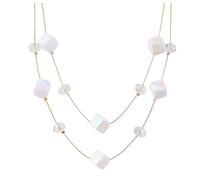 Uqezagpa Resin Double Layer Geometric Collarbone Necklace Auroras White Designs for Sensitive Skin Fashionable Auroras White Resin Double Layer Collarbone Chain Necklace for Wear