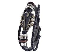 Uqezagpa Retro Faux Leather Punk Guitar Adjustable Braided Wristband Hand Woven Wrist Jewelry For Music Enthusiasts Gothic Wristband